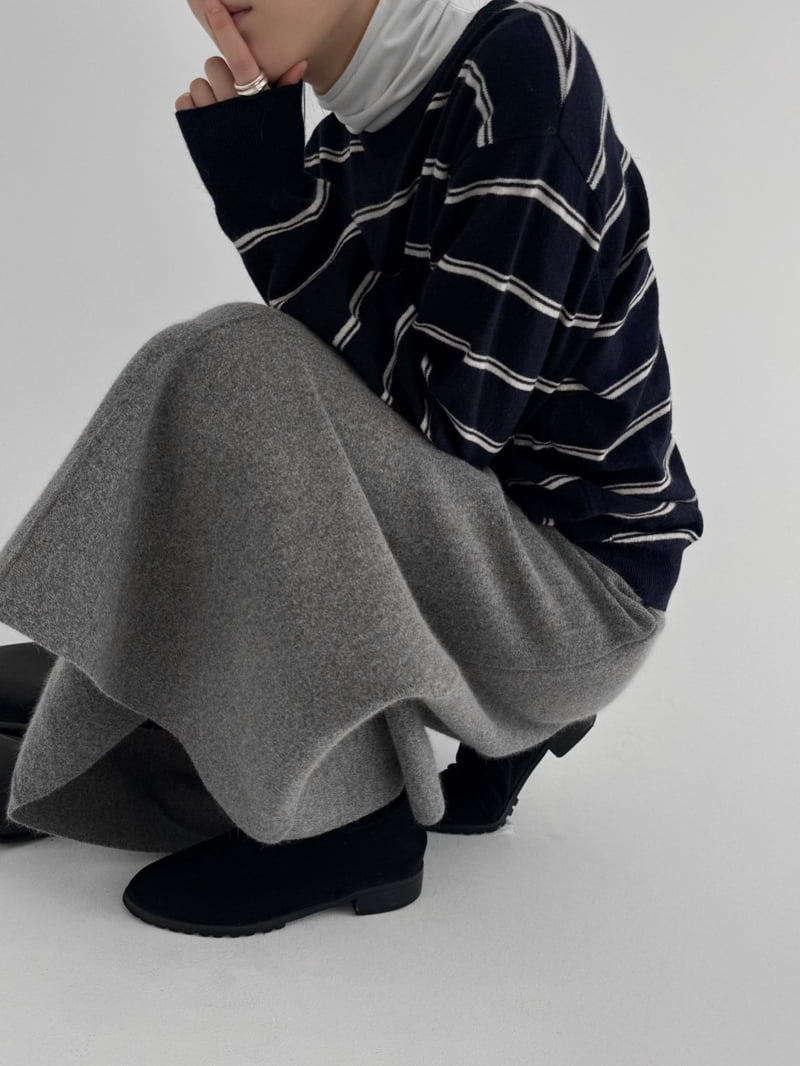 Yikho - Korean Women Fashion - #restrostyle - Time Wool Knit Skirt - 2