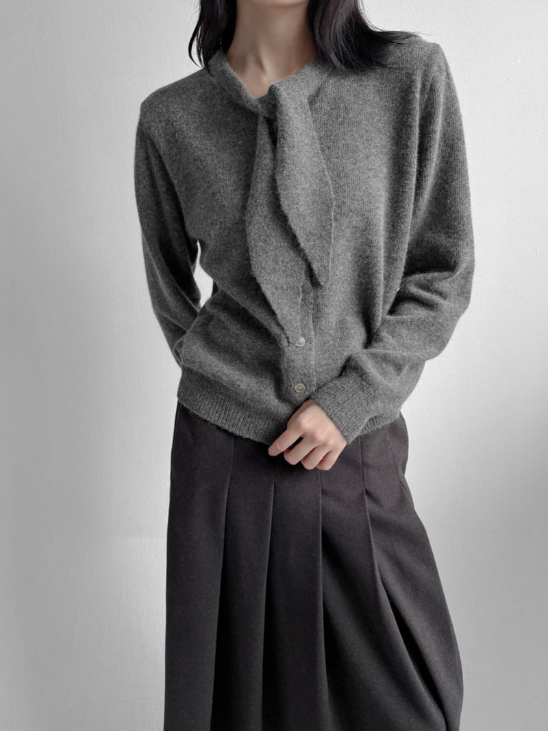 Yikho - Korean Women Fashion - #thatsdarling - Wool Knit Scarf Cardigan