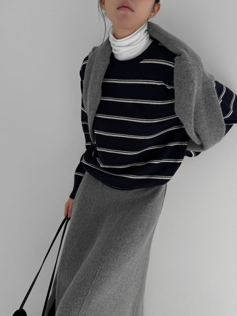 Yikho - Korean Women Fashion - #shopsmall - Day Round Stripe Knit - 4