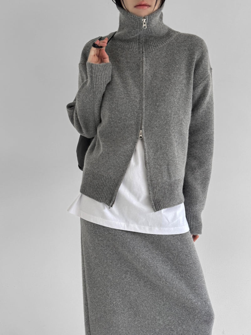 Yikho - Korean Women Fashion - #vintagekidsstyle - Two Way Zip-Up Cardigan