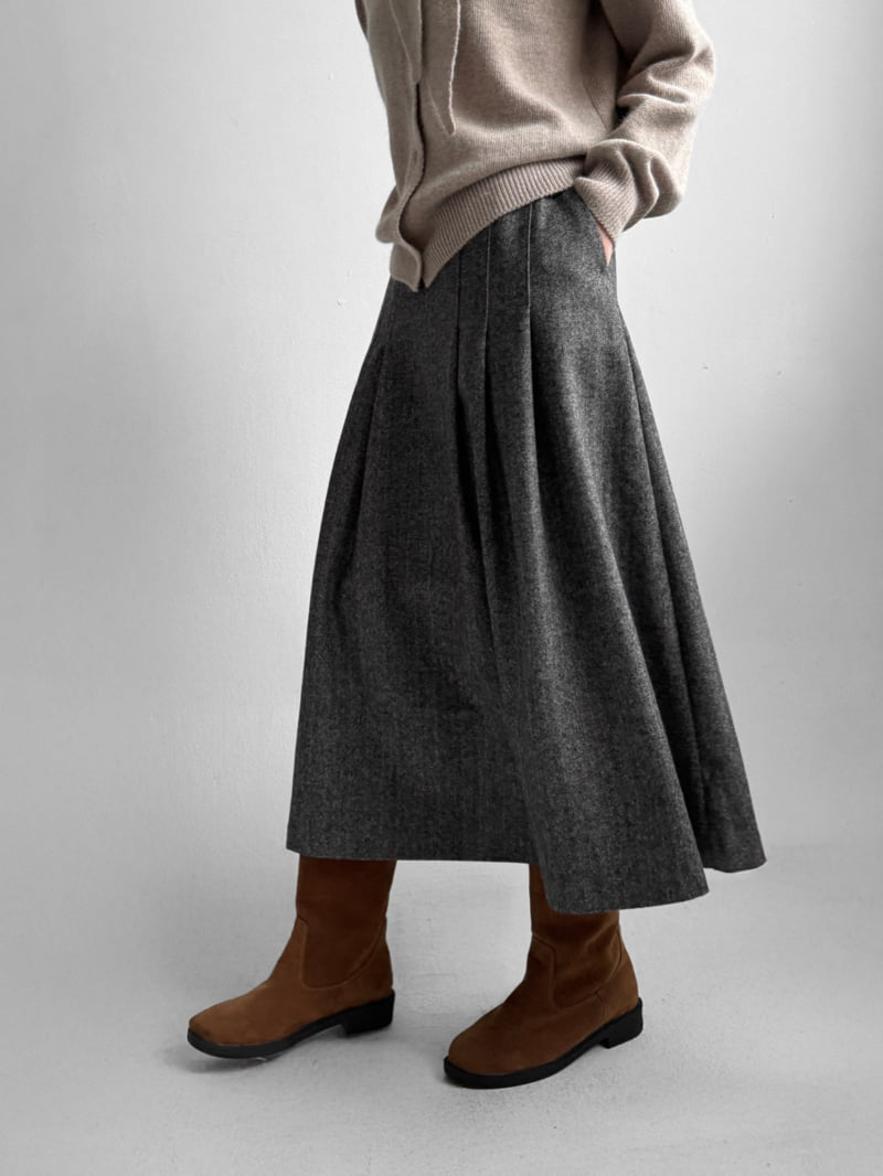 Yikho - Korean Women Fashion - #womensfashion - Wool Herringbone Back Banded Skirt - 5