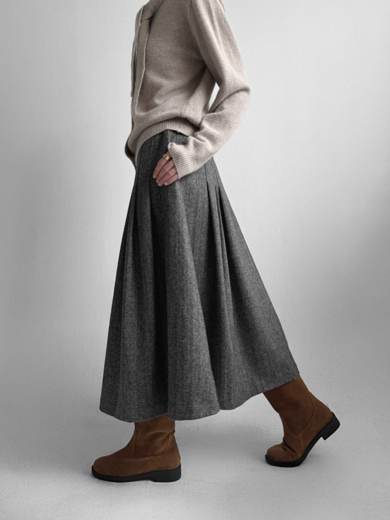 Yikho - Korean Women Fashion - #womensfashion - Wool Herringbone Back Banded Skirt - 7