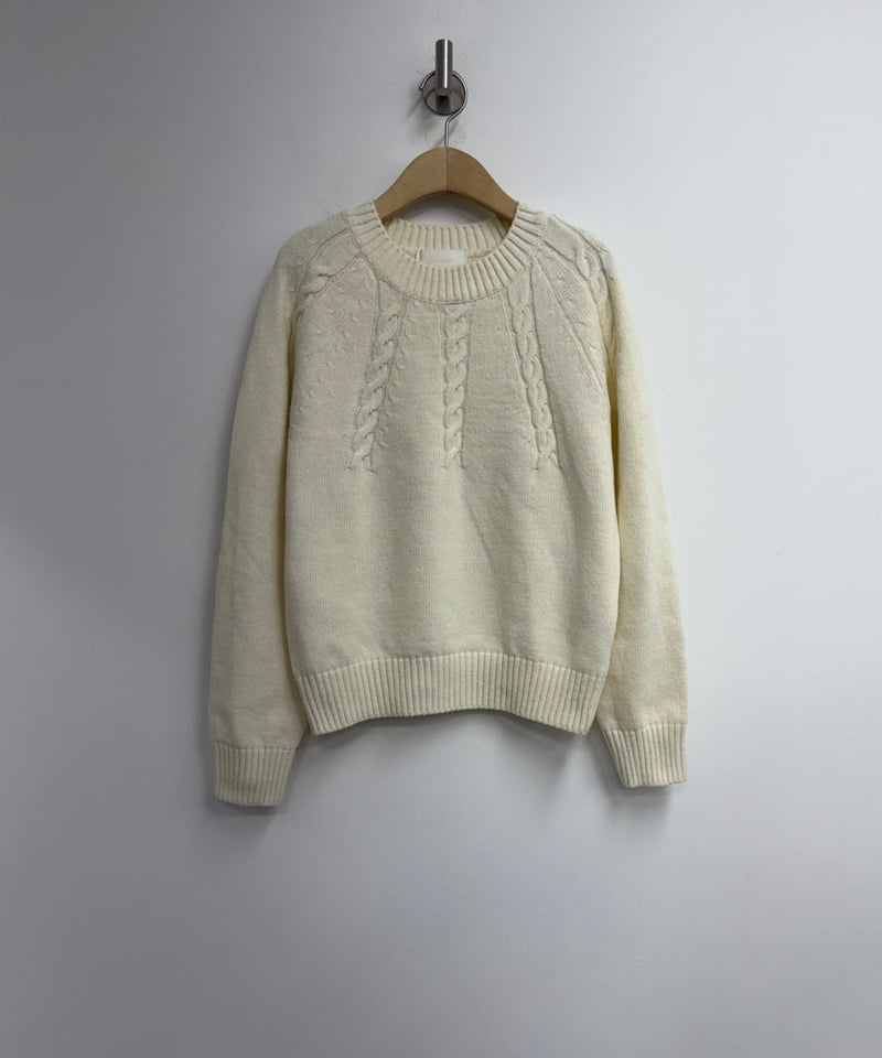 Yikho - Korean Women Fashion - #womensfashion - Latte Round Cable Knit - 8