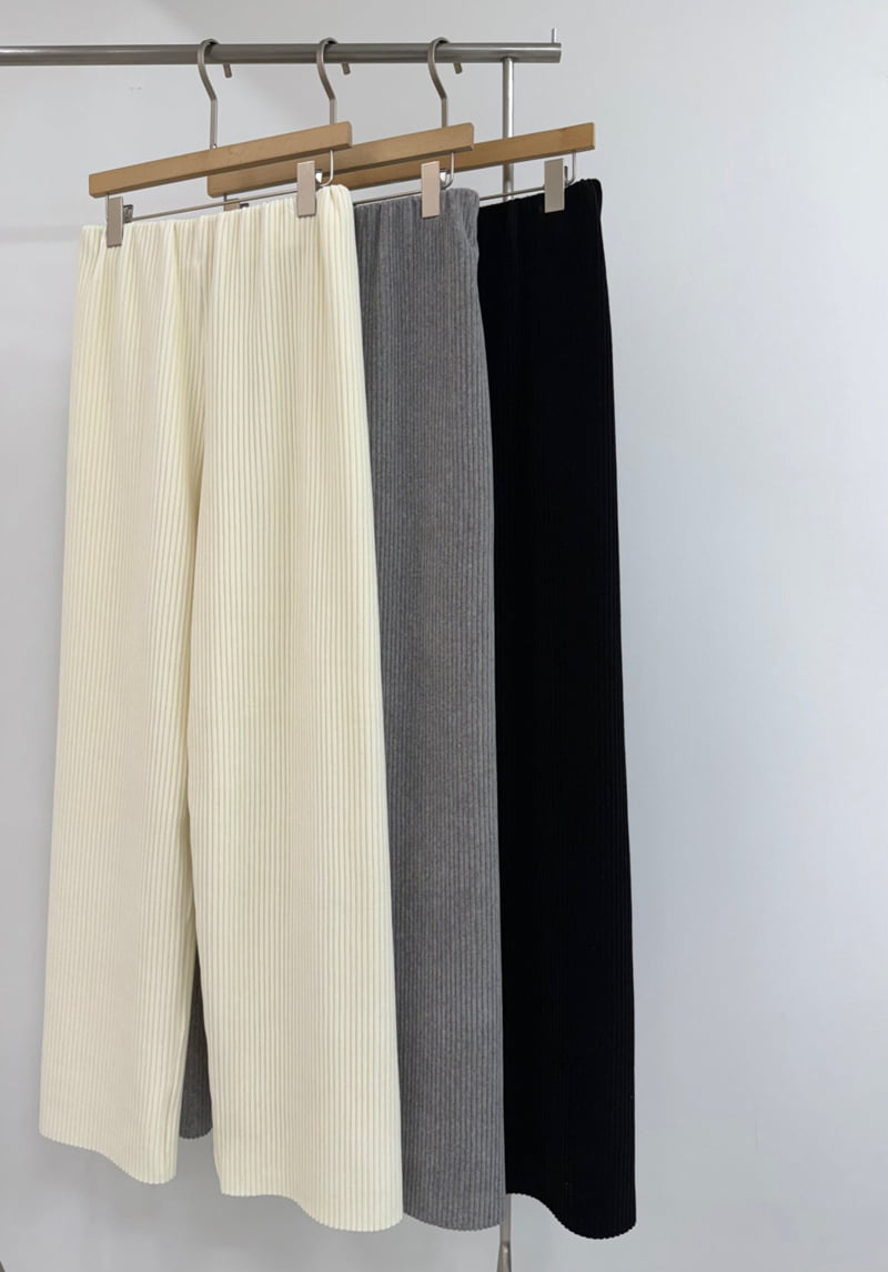 Yikho - Korean Women Fashion - #womensfashion - Cream Banded Corduroy Pants - 3