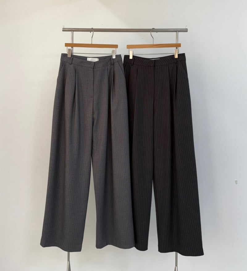 Yikho - Korean Women Fashion - #womensfashion - Jay Stripe Wide Pants - 11