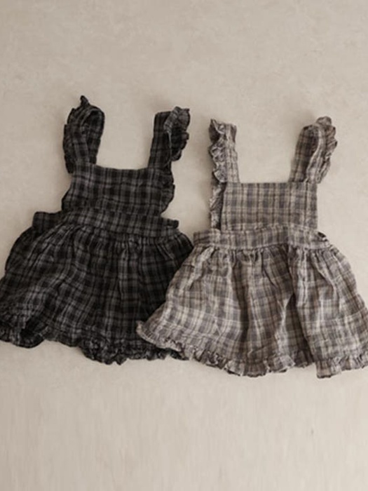 Check Frill Suspender One-piece Check Frill Suspender One-piece