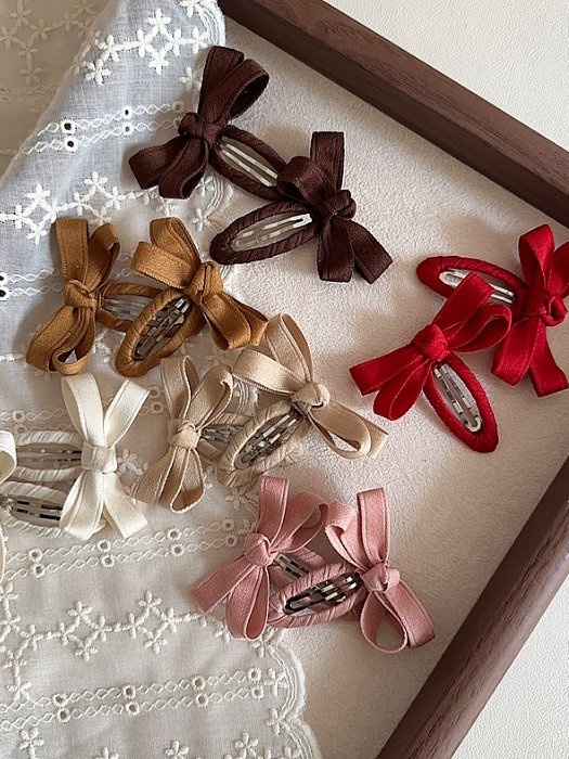 Brown Tone Ribbon Snap Hair Clip