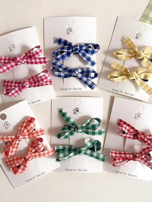 Check Ribbon Hair Claw Clip