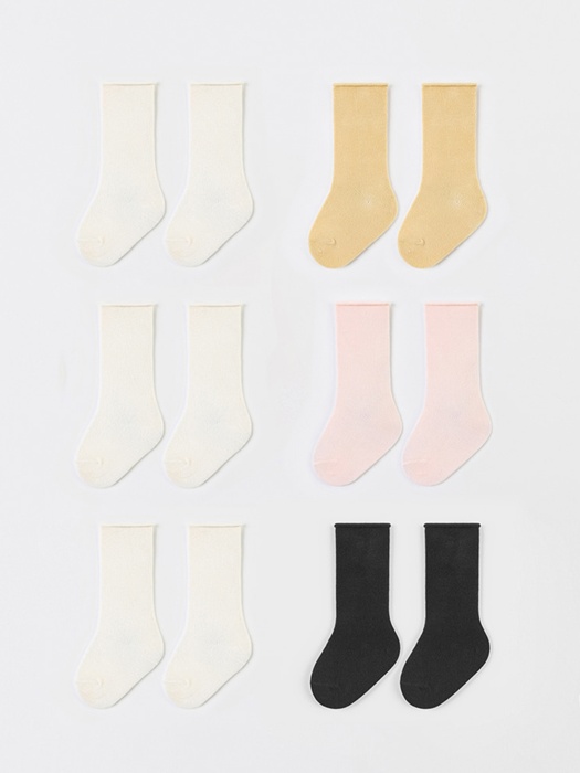 Lovey Rolling Newborn Socks 2-Type Set (Set of 5)