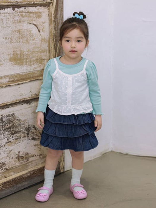Denim Tiered Skirt (With Inner Shorts)