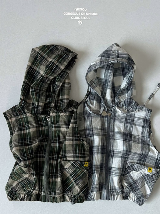 Hooded Check Vest