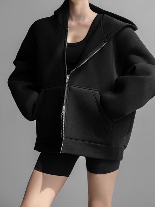 Oversized Neoprene Two Way Full Zipped Hoodie Oversized Neoprene Two Way Full Zipped Hoodie