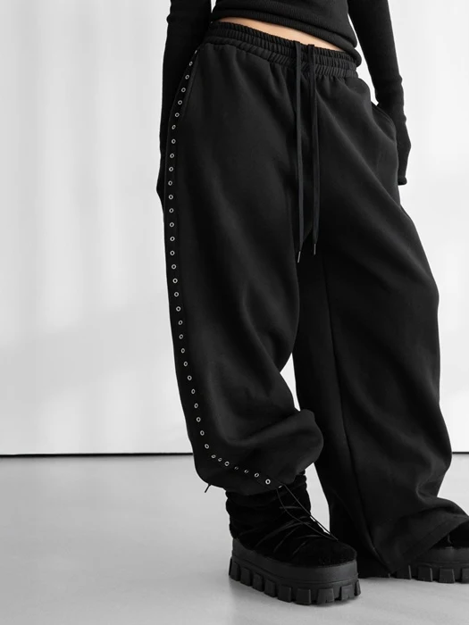 Oversized Eyelet Line Detail Sweat Wide Trousers Oversized Eyelet Line Detail Sweat Wide Trousers