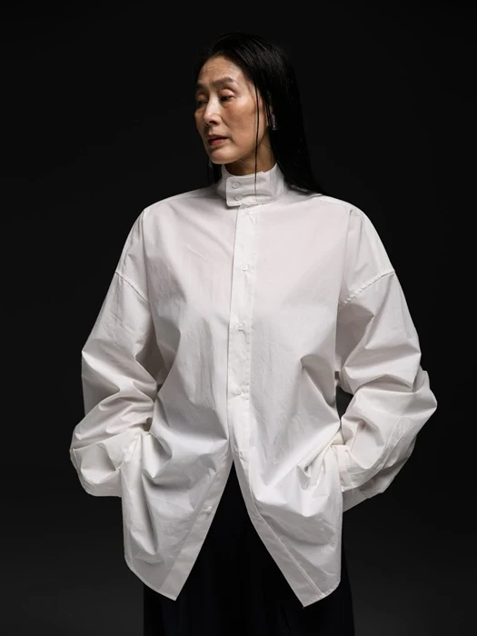 Oversized Cotton Baracuta Neck Button Down Shirt Oversized Cotton Baracuta Neck Button Down Shirt