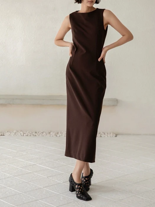 Crepe Pencil Line Midi Sleeveless Kelly Dress Crepe Pencil Line Midi Sleeveless Kelly Dress