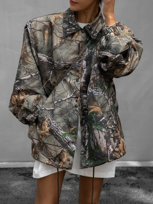Oversized Padded Shoulder Snap Button Jacket Oversized Padded Shoulder Snap Button Jacket