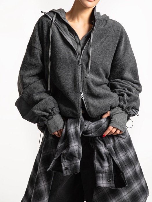 Classic Fleece Fabric Combi Hoodie Zipped-up Jacket Classic Fleece Fabric Combi Hoodie Zipped-up Jacket