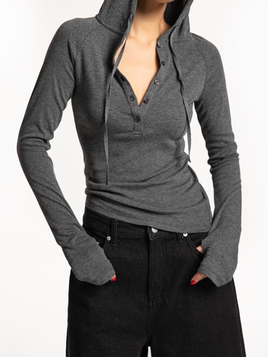 Finger Hall Sleeved Button Point Jersey Hoodie Finger Hall Sleeved Button Point Jersey Hoodie