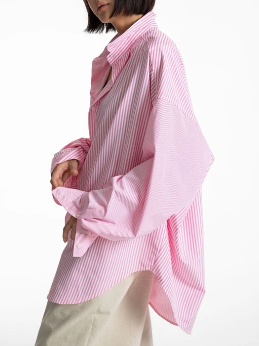 Oversized Striped Combi Button Down Shirt Oversized Striped Combi Button Down Shirt