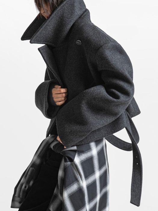 Classic Wool Hidden Button Detail Belted Pea Coat Classic Wool Hidden Button Detail Belted Pea Coat