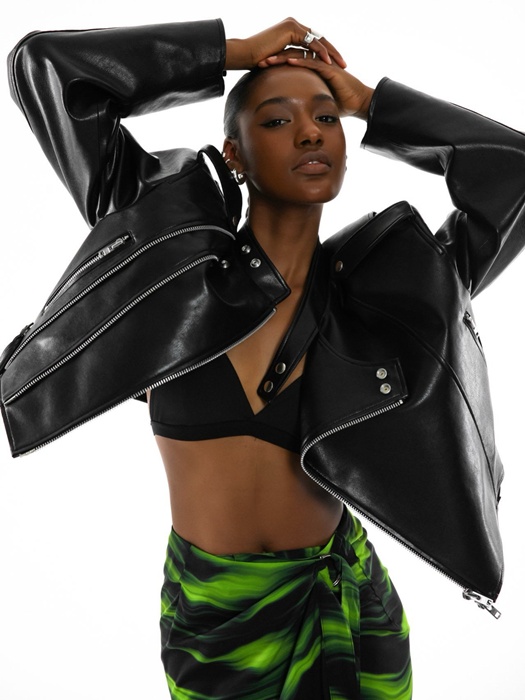 Double Zipped Detail Buckle Belted Biker Jacket Double Zipped Detail Buckle Belted Biker Jacket