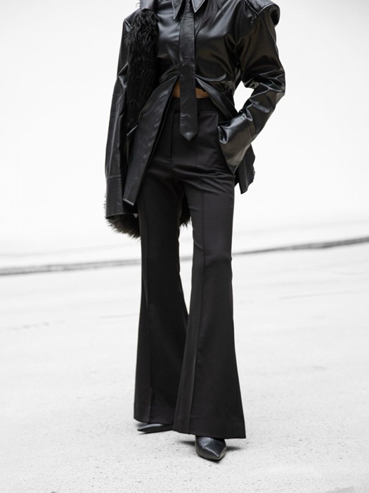 Front Crease Pintuck Flared Pants Front Crease Pintuck Flared Pants