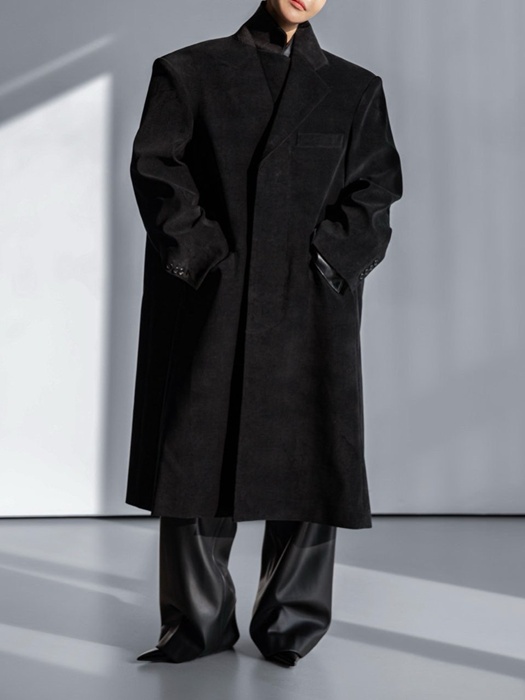 Oversized Hidden Button Single Dobby Coat Oversized Hidden Button Single Dobby Coat