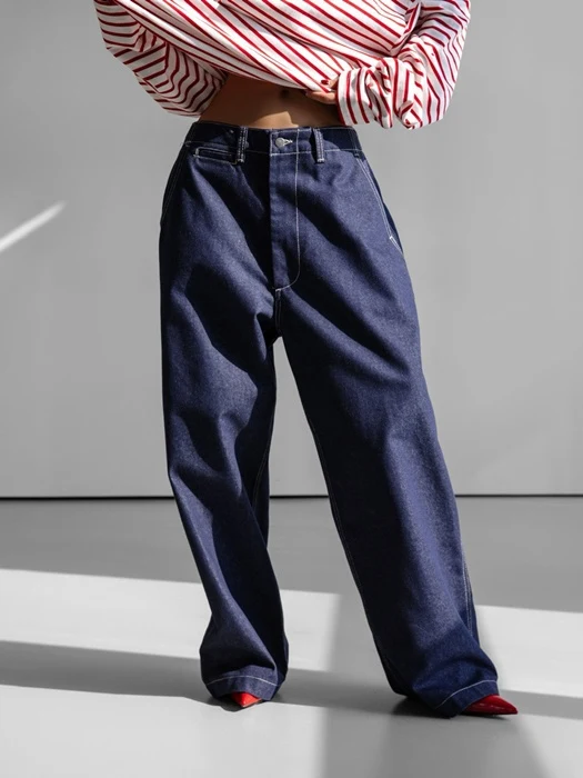 Stitch Detail Wide Baggy Denim Pants Stitch Detail Wide Baggy Denim Pants
