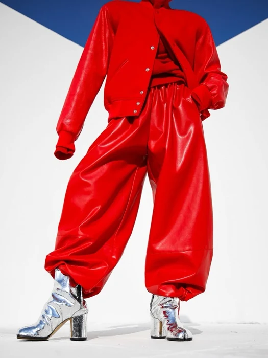 Vegan Leather Volume Jogger Trousers Vegan Leather Volume Jogger Trousers