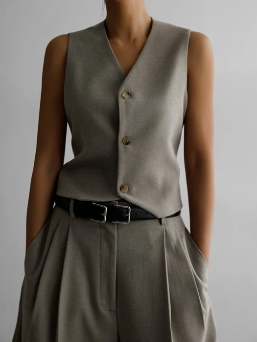 Flannel Wool Set-up Tailored Vest Flannel Wool Set-up Tailored Vest
