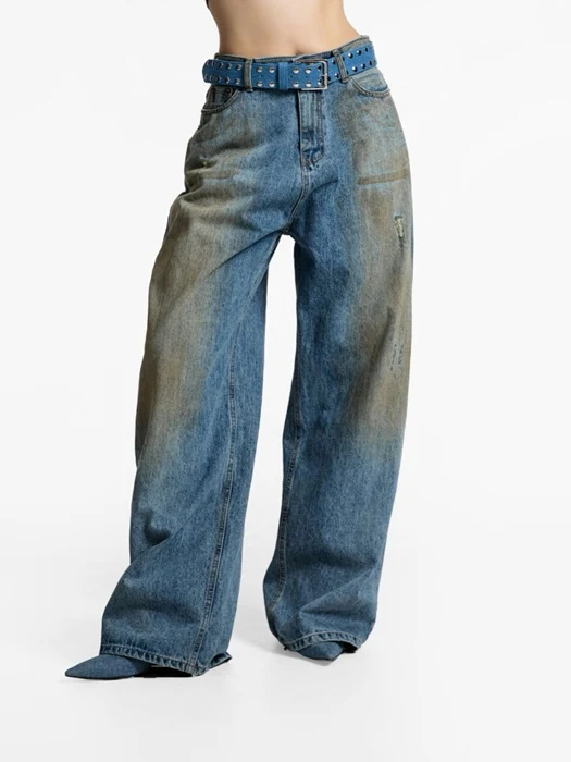 Dusty Mud Washing Wide Denim Trousers Dusty Mud Washing Wide Denim Trousers