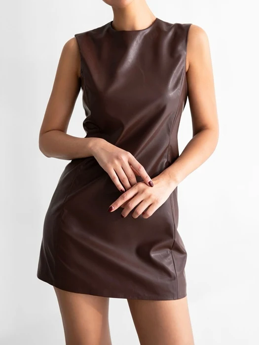 Classic Vegan Leather Sleeveless One-piece Classic Vegan Leather Sleeveless One-piece