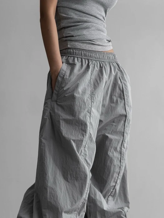 Nylon Drawstring Wide Twist Pattern Trousers Nylon Drawstring Wide Twist Pattern Trousers