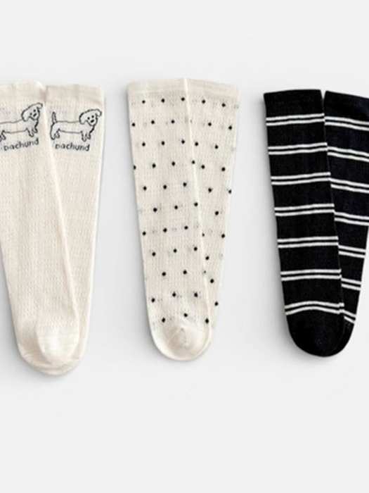 White Puppy Socks (set of 3)