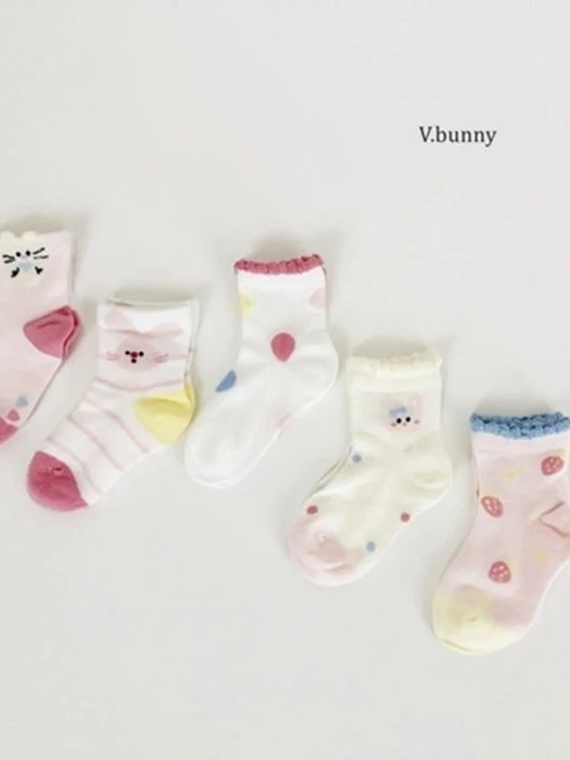 Strawberry Balloon Socks (set of 5)