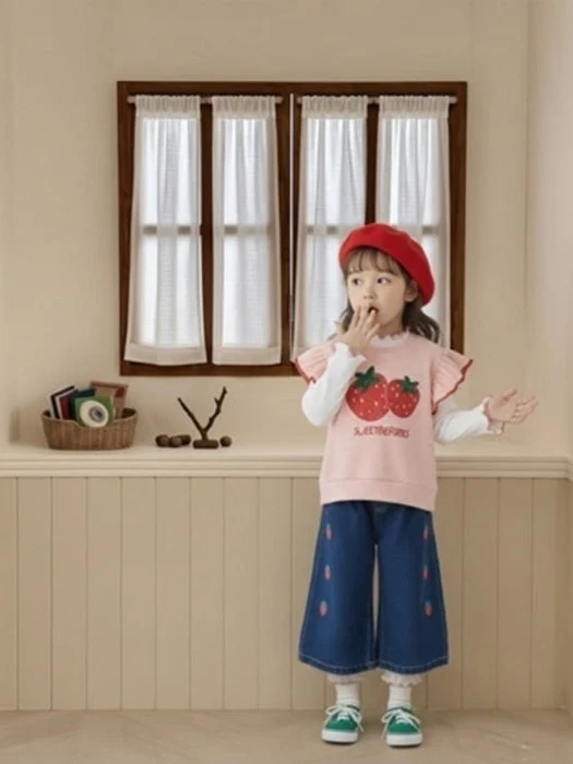 Strawberry Embroidered Wide Pants Strawberry Embroidered Wide Pants by Orange Mom for Child - catalog view