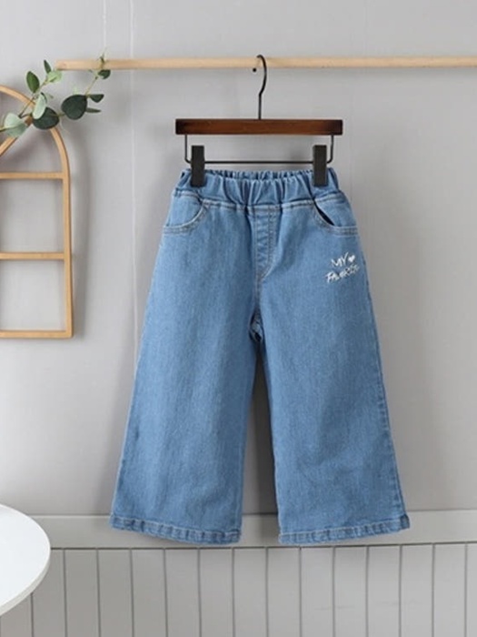 Span Denim Embroidered Wide Pants Span Denim Embroidered Wide Pants