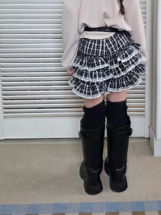 Tiered Skirt Pants