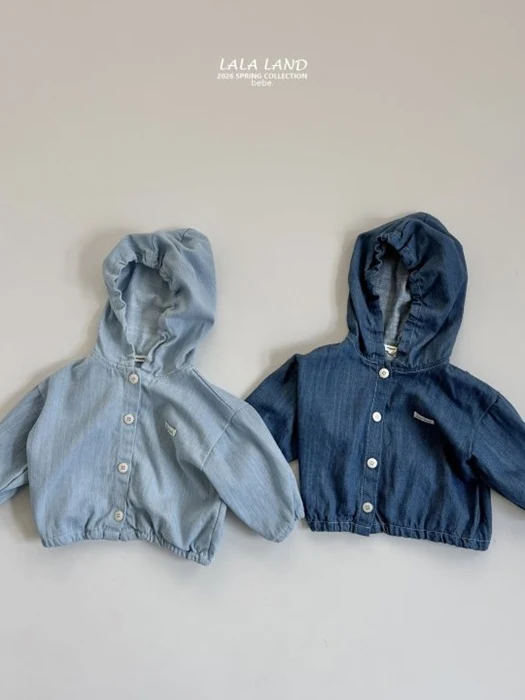 Bebe Denim Shirring Hoodie