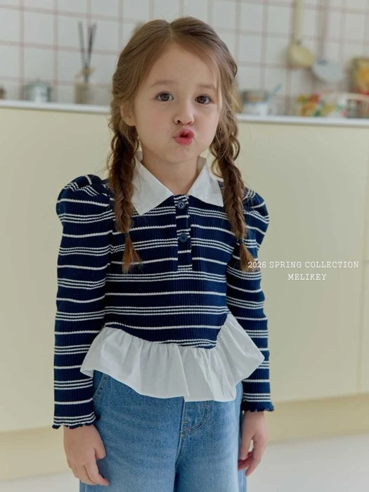 Diagonal Frill Collar Tee