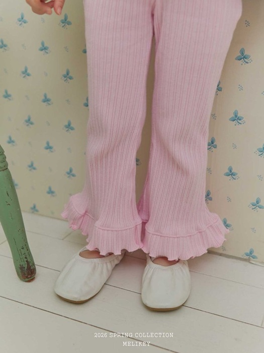 Ribbed Frill Bootcut Pants