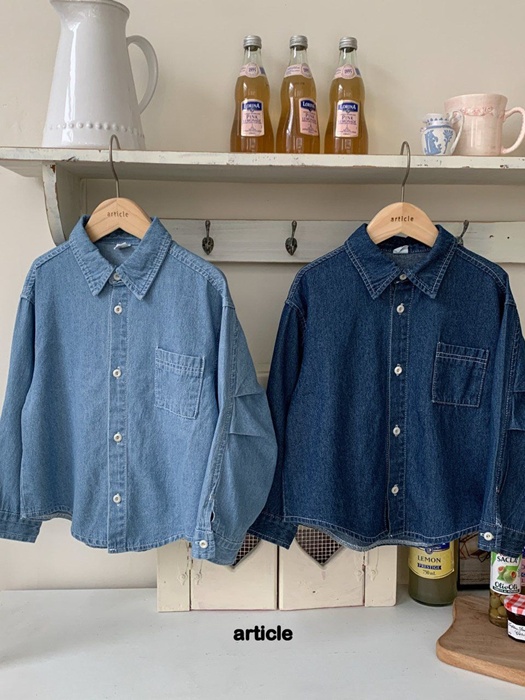 Pin-Tuck Sleeve Denim Shirt