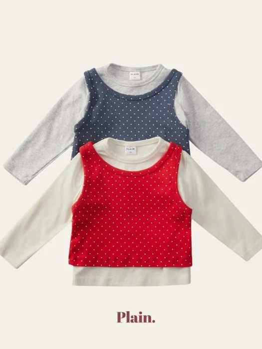 Dot Layered Tee (Tee+Sleeveless Set) Dot Layered Tee (Tee+Sleeveless Set)