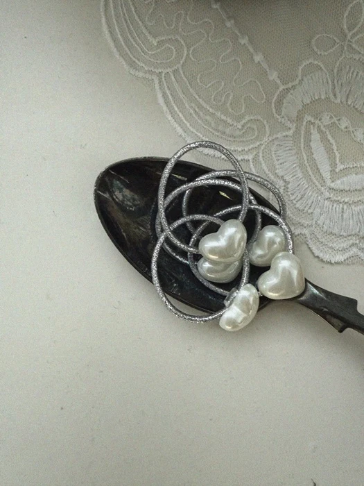 Silver Heart Hair Tie Set Silver Heart Hair Tie Set