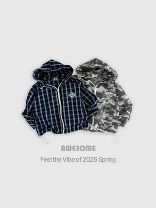 Check Hood Windbreaker Check Hood Windbreaker