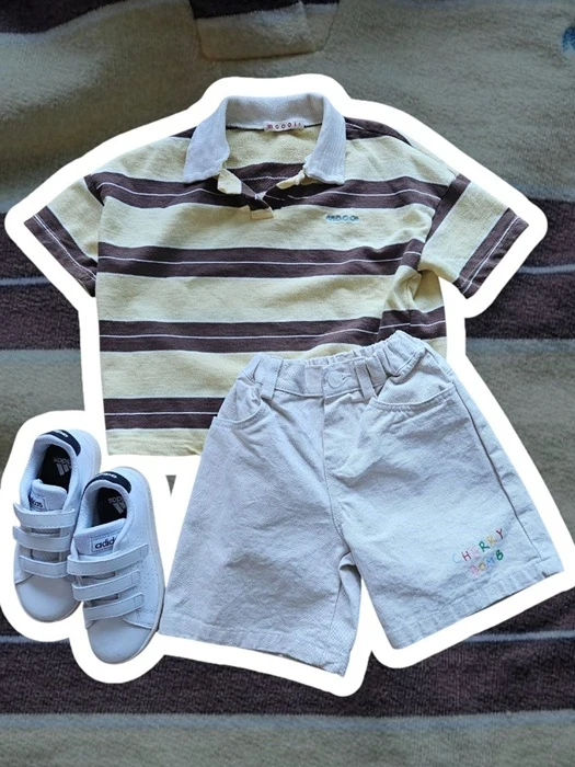 Moi Collar Stripe Short Sleeve Tee Moi Collar Stripe Short Sleeve Tee