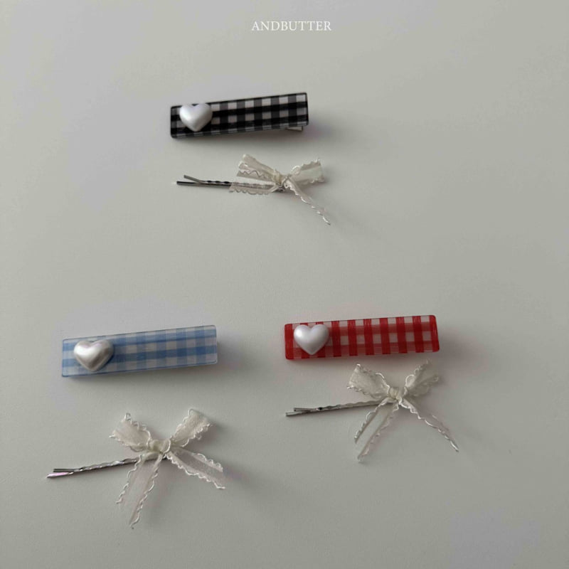 Andbutter - Korean Children Fashion - #Kfashion4kids - Check Heart Hair Pin - 9
