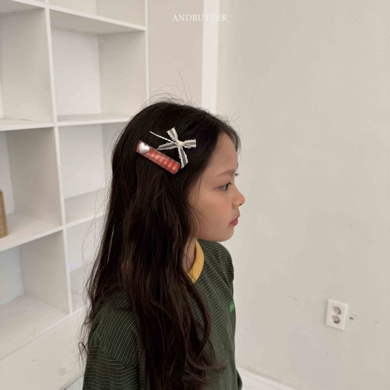 Andbutter - Korean Children Fashion - #designkidswear - Check Heart Hair Pin - 4