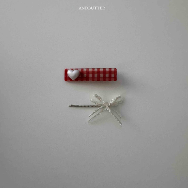 Andbutter - Korean Children Fashion - #kidsshorts - Check Heart Hair Pin - 6