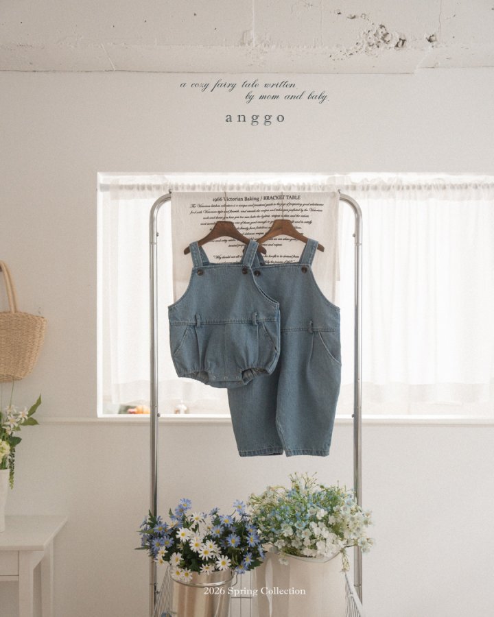 Anggo - Korean Baby Fashion - #babyboutique - Bebe Pine Overall Romper (Denim) - 6
